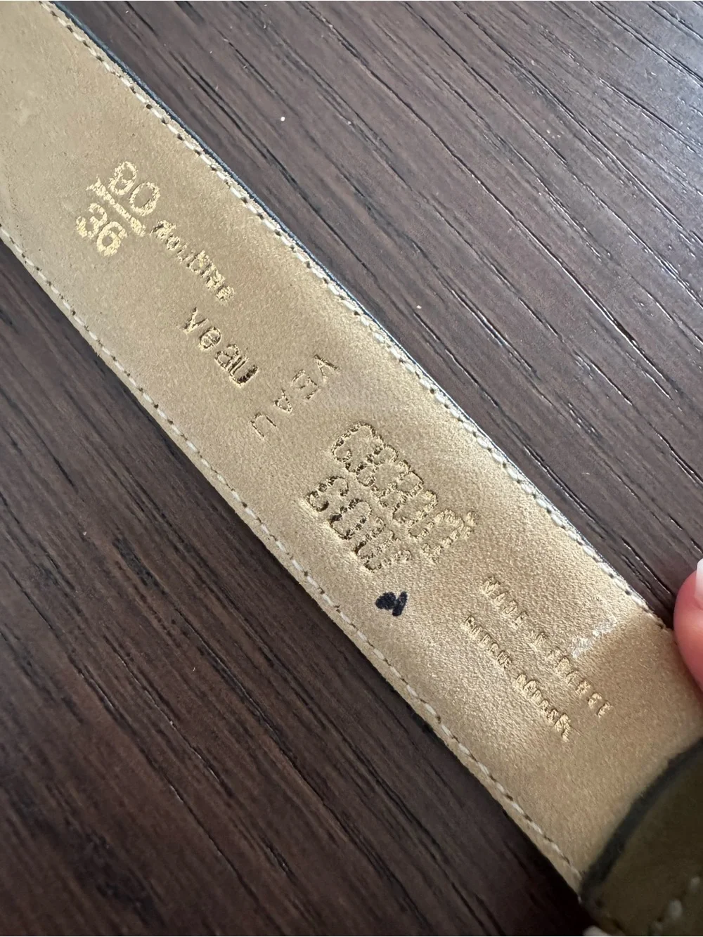 Rick Pallack Made in France Olive Suede Women’s Leather Belt Size 90/36 Vintage